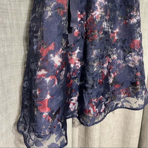 Motherhood Maternity Navy Floral Dress with Waist Ribbon Belt - Picture 2 of 7